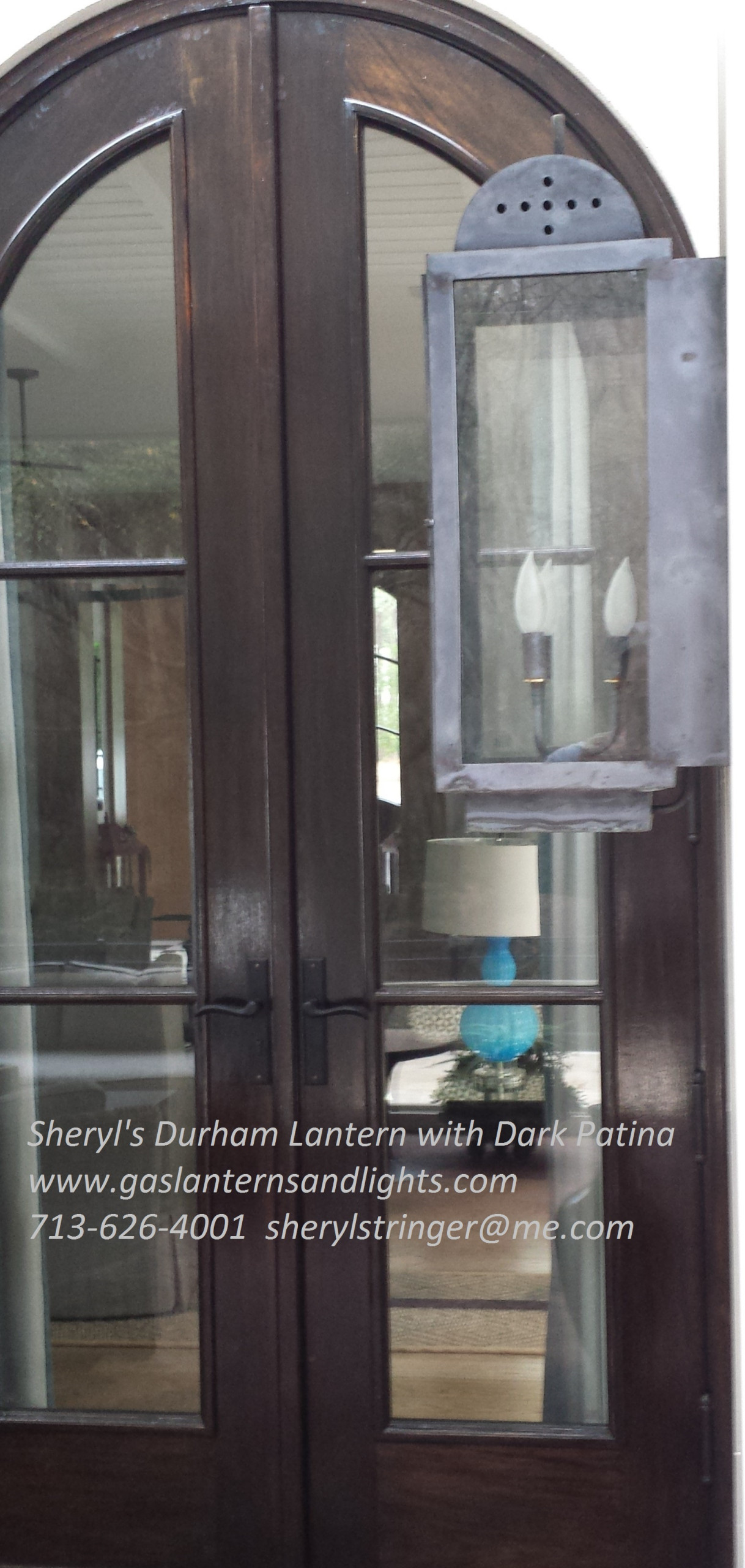 Electric Durham Lantern with Dark Patina Finish  by Sheryl Stringer