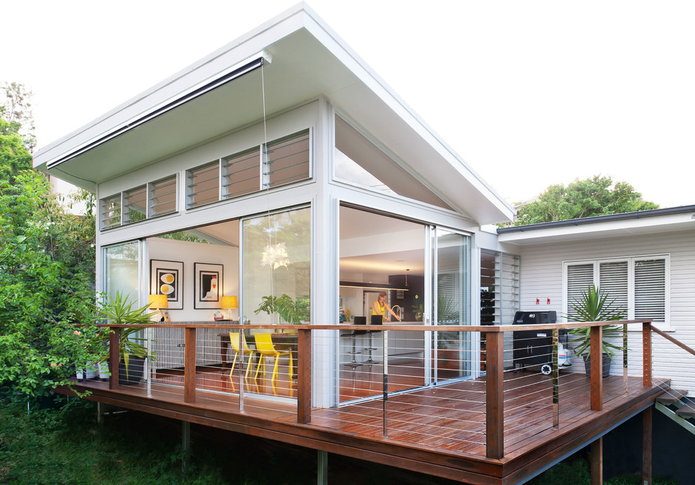 This is an example of a small contemporary deck in Brisbane with no cover.