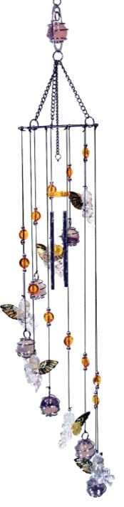 33 Inch Angel Design Acrylic Circle Top Mobile with Wind Chimes