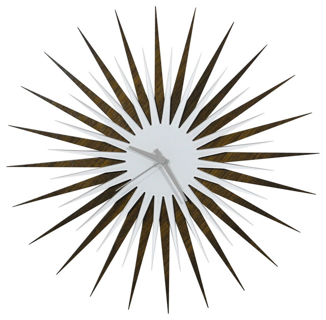 Rf Atomic Clock Walnut White Grey Midcentury Modern Wood Rf Atomic Clock Walnut White Grey