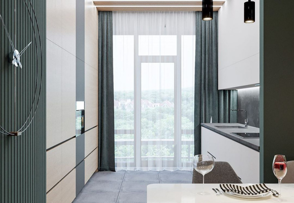 Дизайн-проект кухни в эко стиле и лофте в квартире во Владивостоке