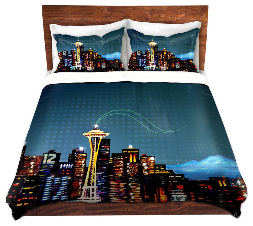 Seattle Skyline Sports Twill Duvet Cover, King Duvet 88"x104"