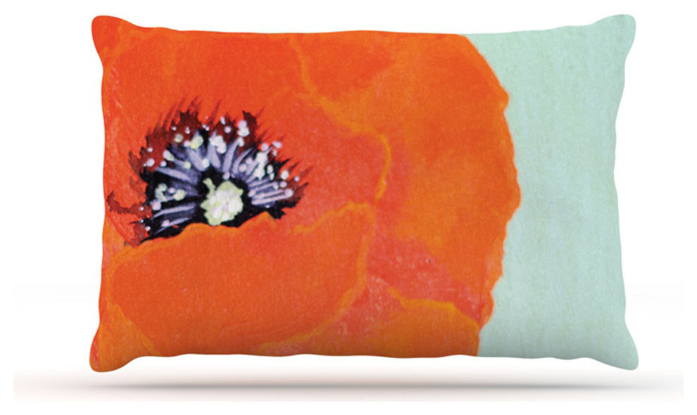 Christen Treat "Vintage Poppy" Orange Flower Fleece Dog Bed, 30"x40"