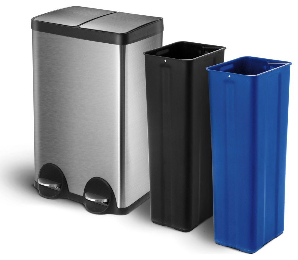 Home Zone Living 15.8 Gallon Dual Kitchen Trash Can inHome Recycling