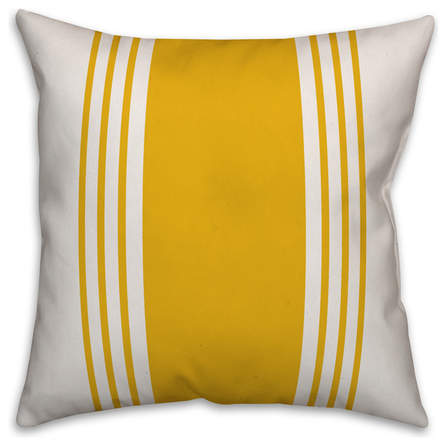White and Yellow Farmhouse Stripe 18x18 Throw Pillow