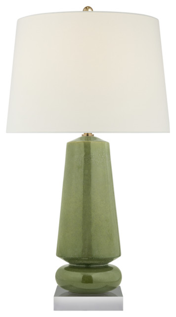 Parisienne Medium Table Lamp in Shellish Kiwi with Linen Shade