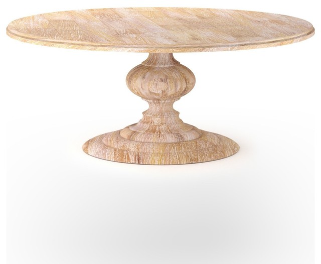 Sebastian Round Dining Table Whitewash 76 Farmhouse Dining