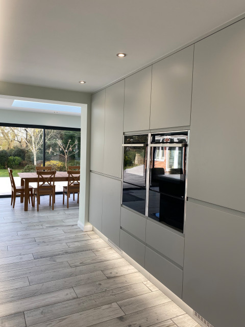 Matt Graphite and Light Grey Handleless Kitchen contemporary-kitchen