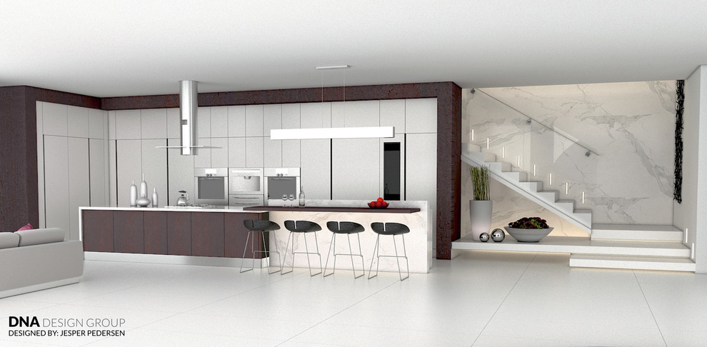 Example of a minimalist kitchen design in San Diego