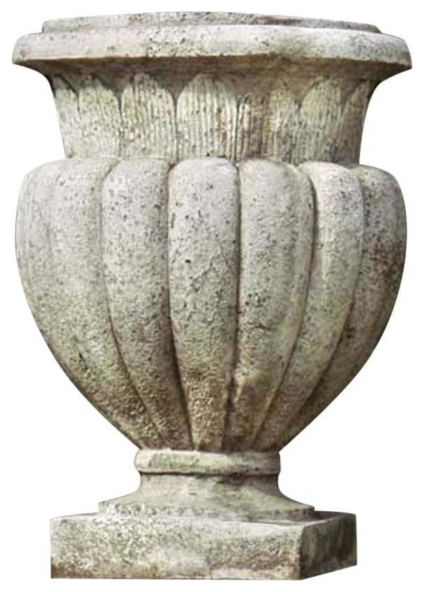 Carved Stadium Urn 20 H, Architectural Urns Traditional Outdoor Pots And Planters by