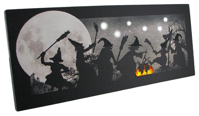 Lighted Wall Decor the witches dance led lighted sparkling halloween canvas print Lighted Wall Decor the witches dance led lighted sparkling halloween canvas print