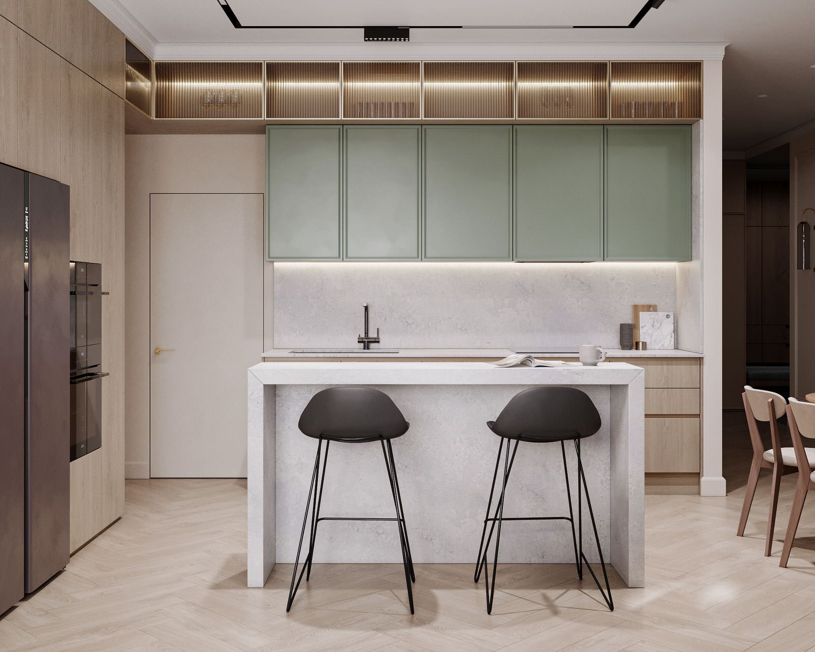 Уютная кухня - гостиная для большой семьи