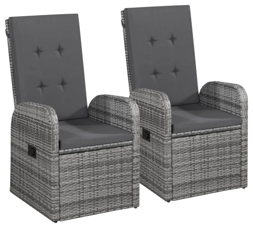 Vidaxl Reclining Garden Chairs, Set of 2, With Cushions Poly Rattan