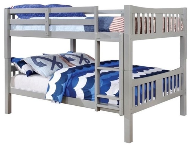 Pemberly Row Full Over Full Bunk Bed in Gray - Contemporary - Bunk Beds
