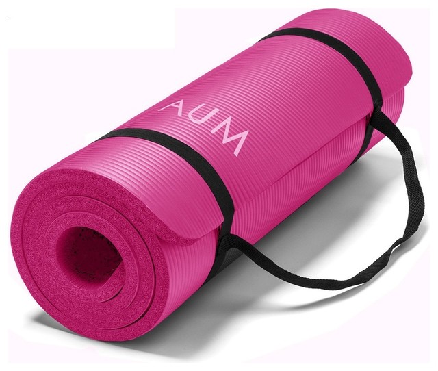 AUM High Density HD Foam Tech Yoga Exercise Mat, Pink