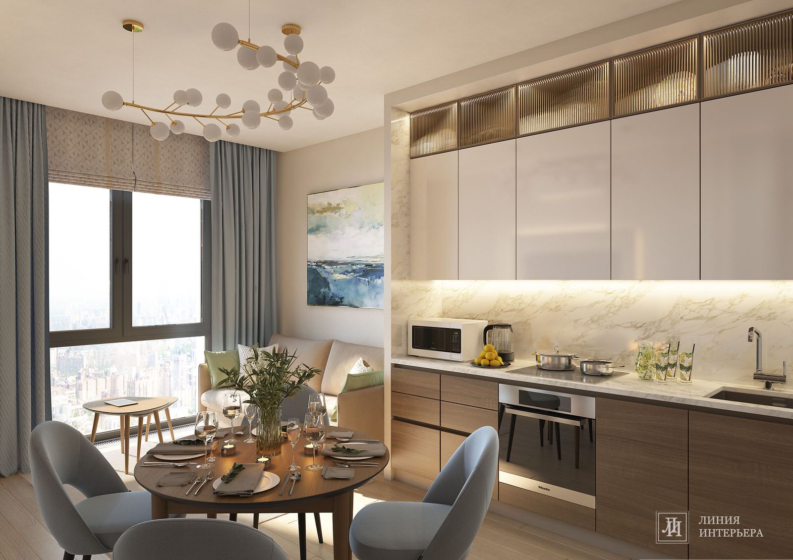 Современный интерьер однокомнатной квартиры