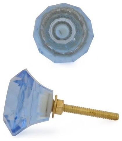 Glass Knobs, Light Blue Medium, Set of 4