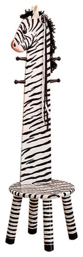 Safari Collection Zebra Stool With Coatrack