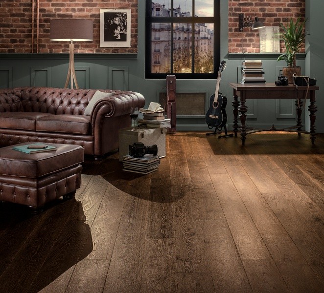 Inspiration for a mid-sized transitional living room in London with dark hardwood floors and brown floor.