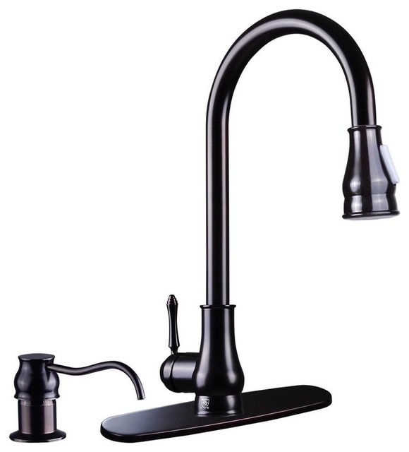 18 Oil Rubbed Bronze Pull Out Faucet Spray Swivel Spout Soap