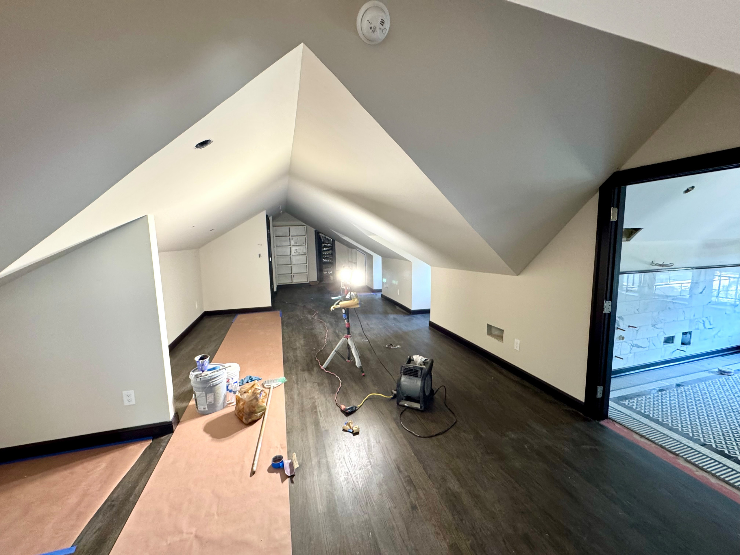 DURING: Your Attic Conversion can give you a library, stunning spa like master bathroom (turn right) with walk-in closet, (turn around)