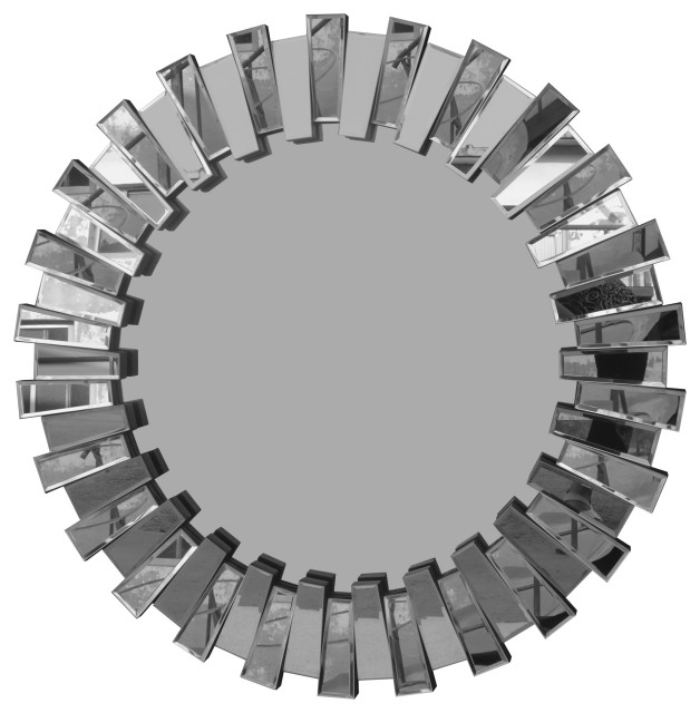 32" Contemporary Floating Wall Mirror With Designer Frame, Silver