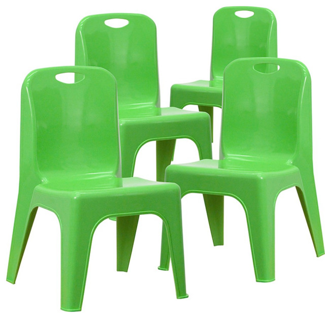 Flash Furniture 4 Pack Green Stackable Chair, 11'' Seat Contemporary Dining Chairs by Pot