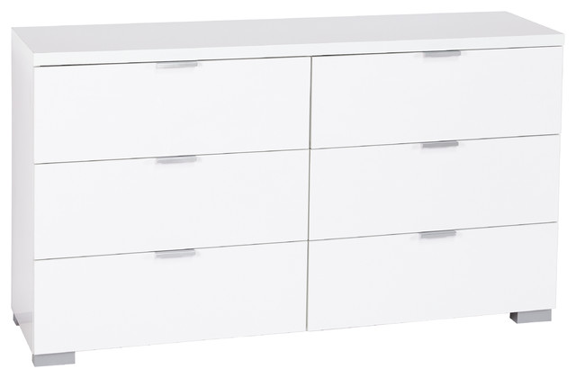 Zuri 6 Drawer Chest White Contemporary Dressers By The