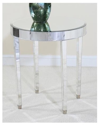 Trenton Round Lamp Table in Mirrored Finish
