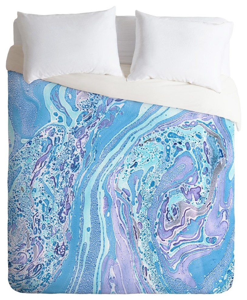 Amy Sia Marble Pale Blue Duvet Cover, King, Queen Contemporary