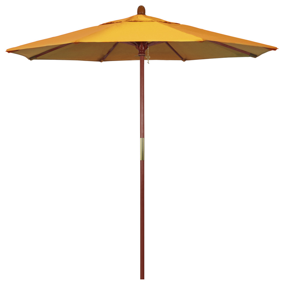 7.5' Square Push Lift Wood Umbrella, Lemon Olefin