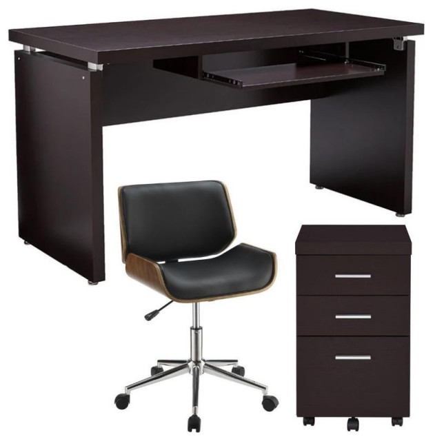 Home Square 3 Piece Set with Mobile File Office Chair and
