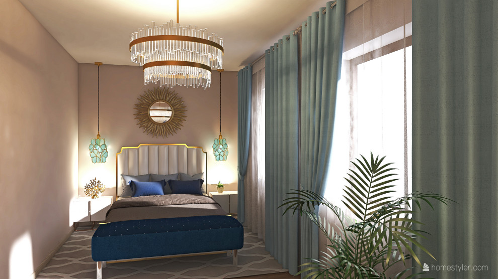 Спальня с камином в частном доме, 18 кв.м.