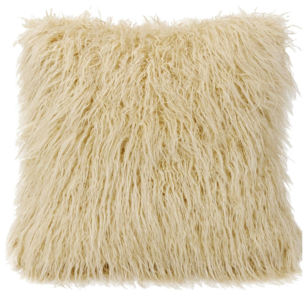 Mongolian Faux Fur Euro Sham, 27"x27" Rustic Pillowcases And Shams
