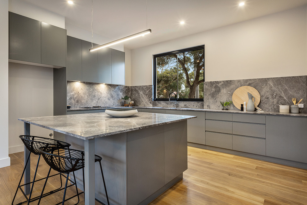 Example of a mid-sized trendy kitchen design in Melbourne