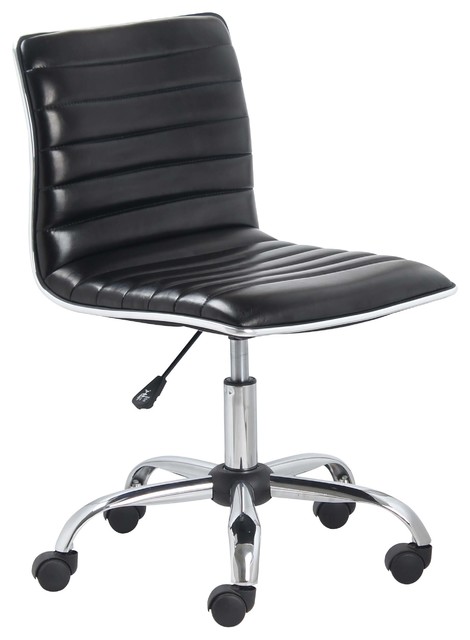 Filipe Low-Back Armless Office Chair, Black and Chrome