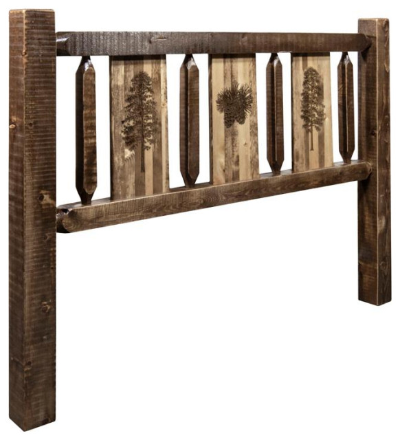 Montana Woodworks Homestead Wood Twin Headboard with Pine Design in