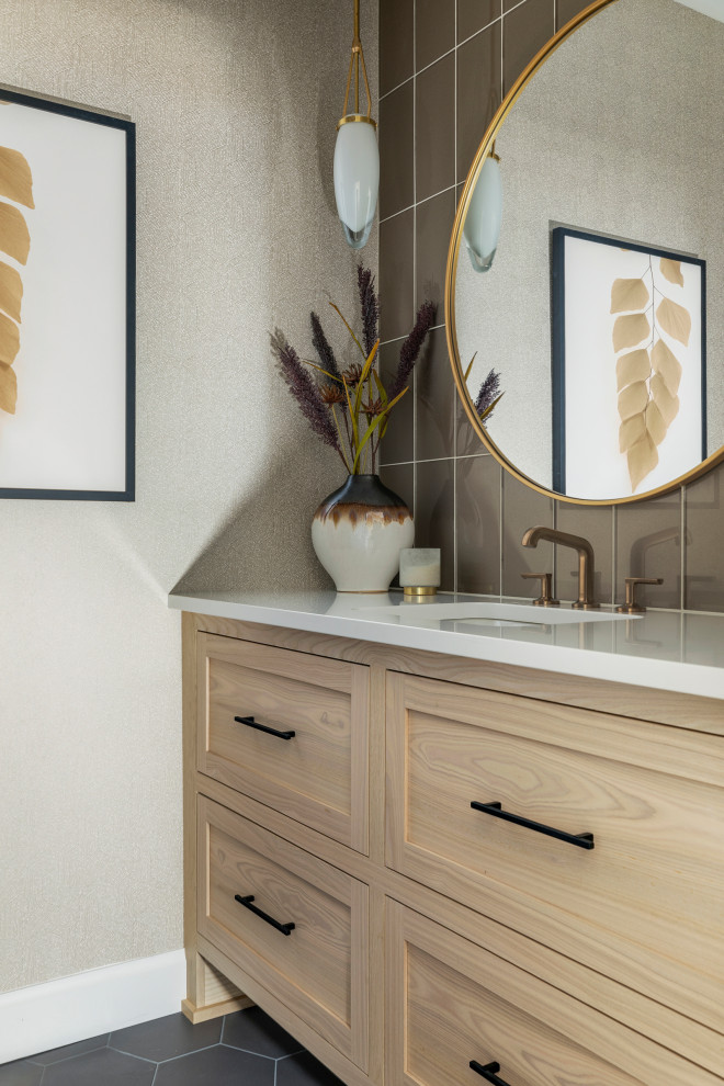 Powder room - transitional powder room idea in Minneapolis