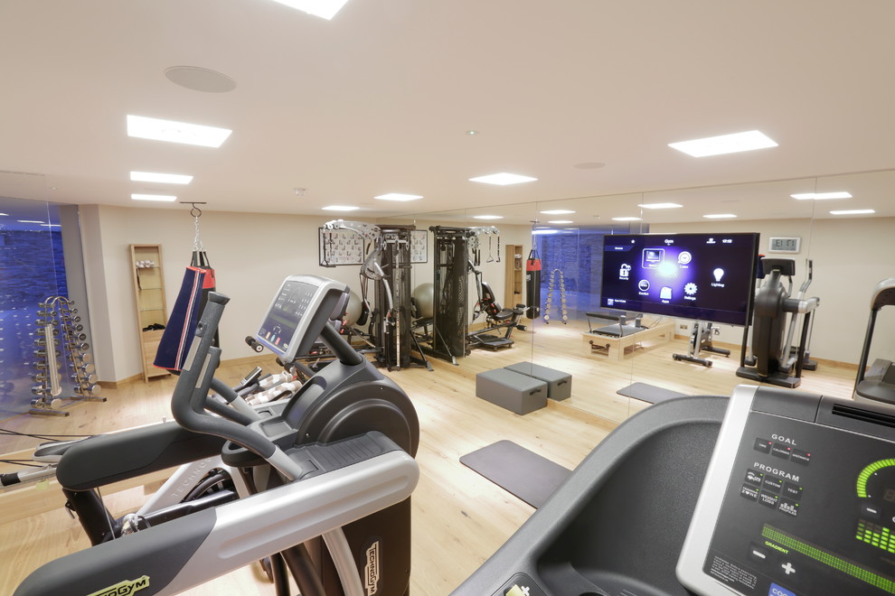 This is an example of a contemporary home gym in Kent.