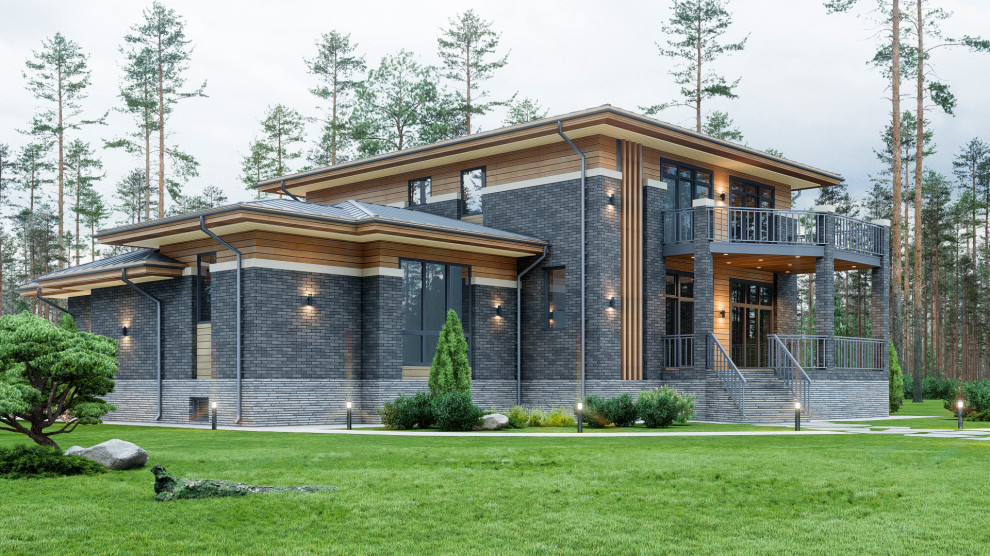 Проект трехэтажного дома в стиле Райта 480 кв.м