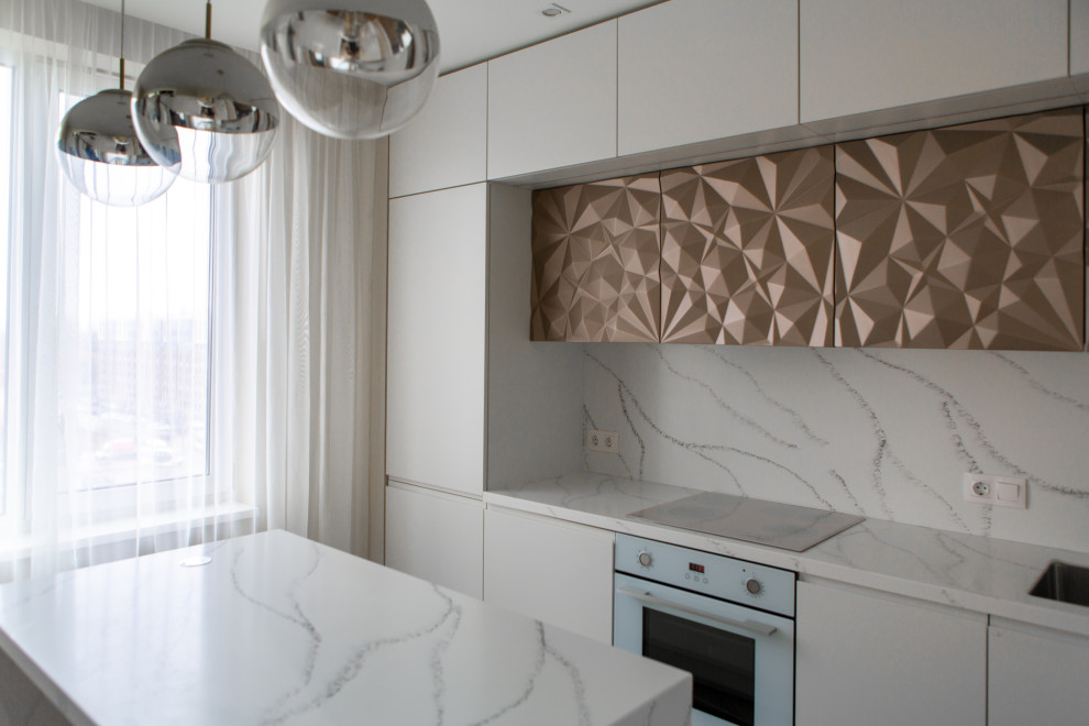 Кухня-гостиная с 3D-фасадами