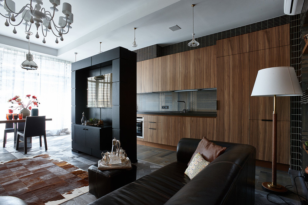 Удачное решение по совмещению гостиной и кухни