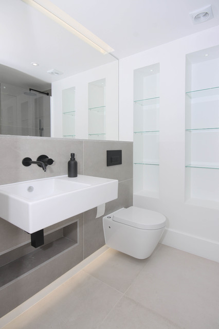 Notting Hill flat renovation and full refurbishment - En-suite bathroom contemporary-bathroom