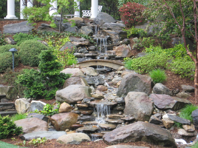Backyard Waterfall pond and garden in Connecticut by ...