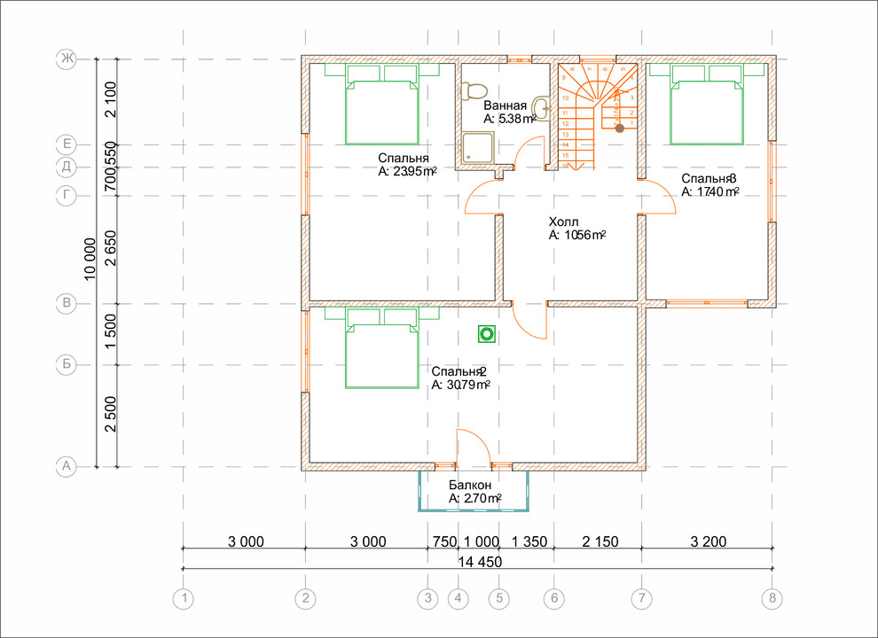 Проект каркасного дома 209 м2 - 2 этажа