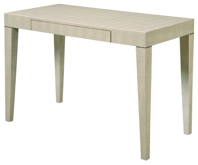 Taupe Faux Shagreen Leather Accent Table