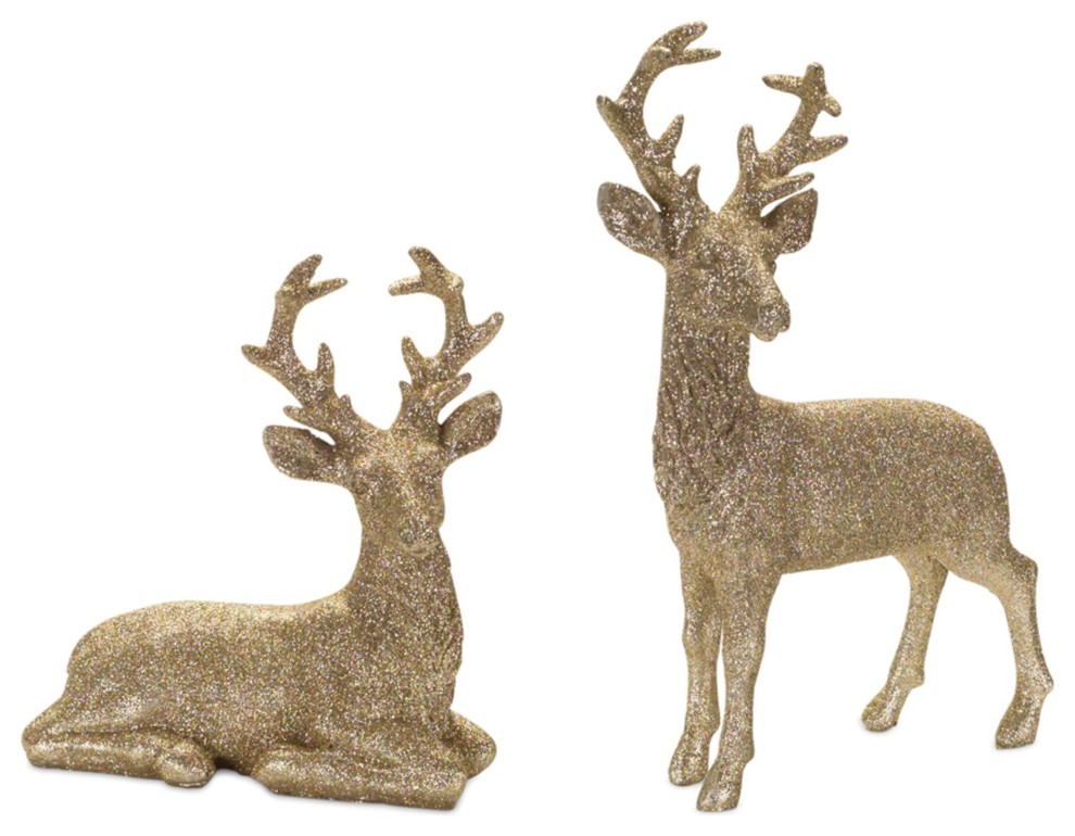 Deer, Set of 2, 7.5", 10"H Resin