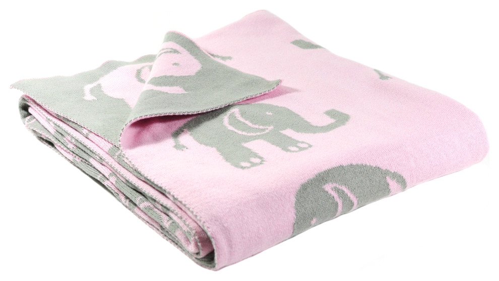 Elephant love, Reversible Baby Blanket by Pink Lemonade