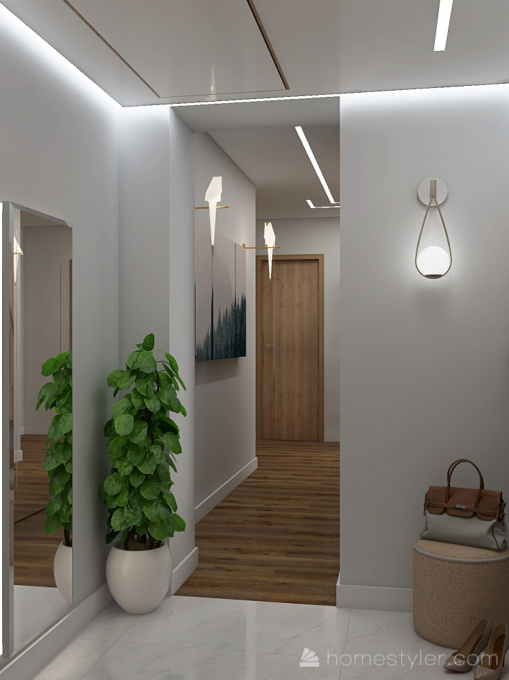 Проект кухни-гостиной в большой двухкомнатной квартире