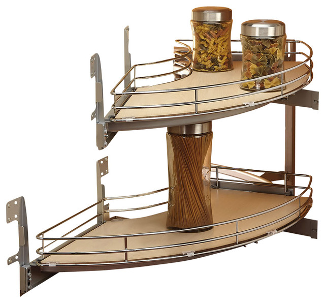 RevAShelf 2Tier Curved Corner Organizer, Chrome Traditional Pantry And Organizers